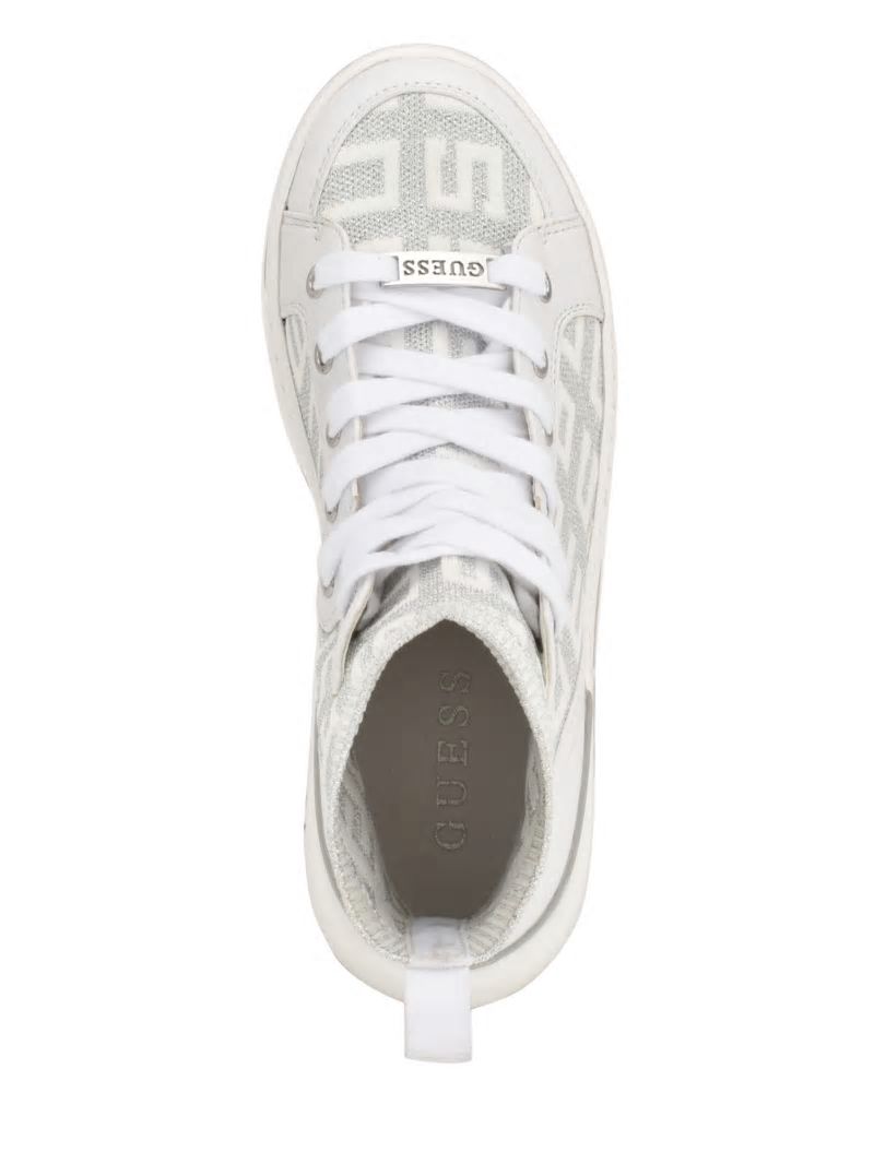 Guess Mannen Logo Knit High-Top Sneakers - Wht Floral Guess Mannen Logo Knit High-Top Sneakers - Wht Floral