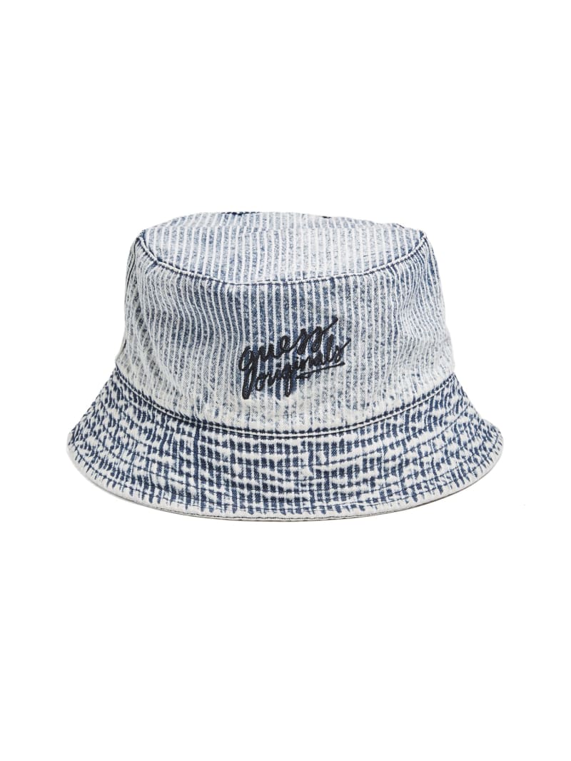 Guess GUESS Originals Hickory Striped Bucket Hat - Indigo Yarn Dye Guess GUESS Originals Hickory Striped Bucket Hat - Indigo Yarn Dye