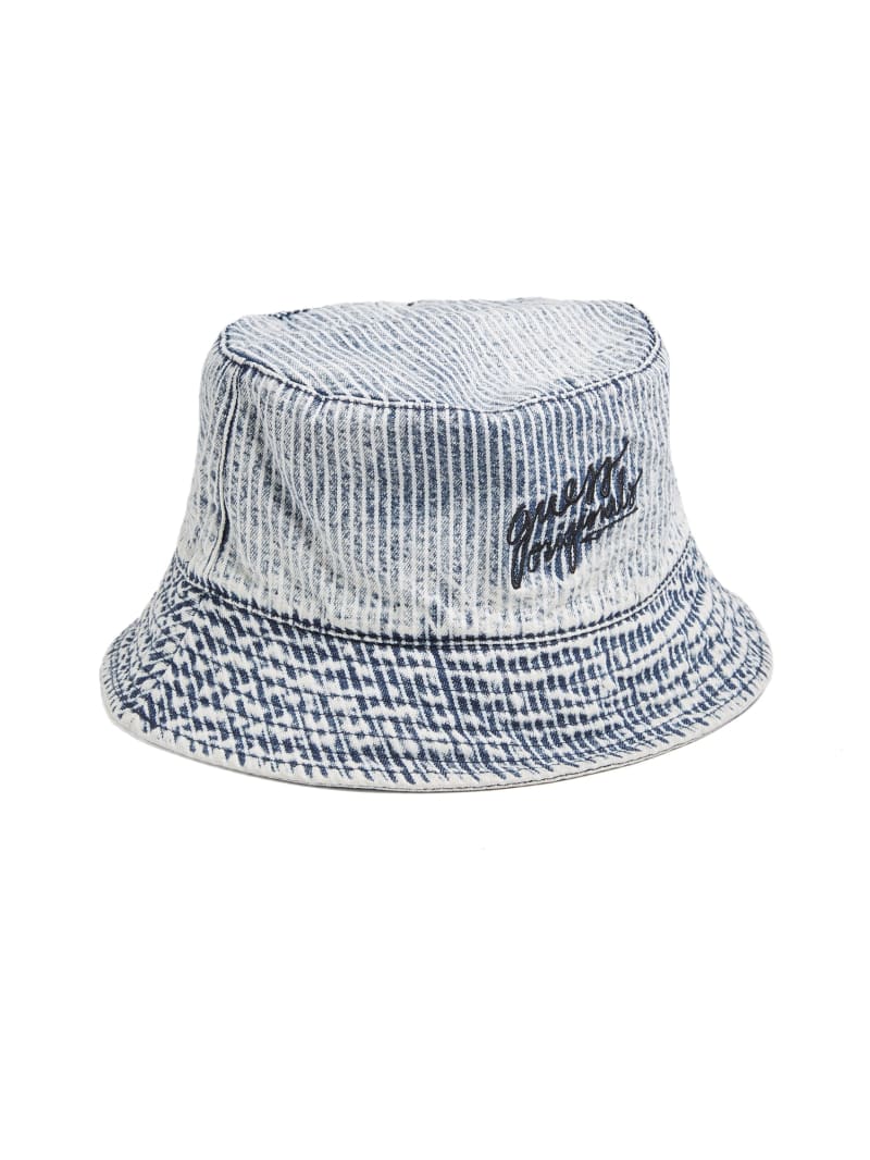 Guess GUESS Originals Hickory Striped Bucket Hat - Indigo Yarn Dye Guess GUESS Originals Hickory Striped Bucket Hat - Indigo Yarn Dye