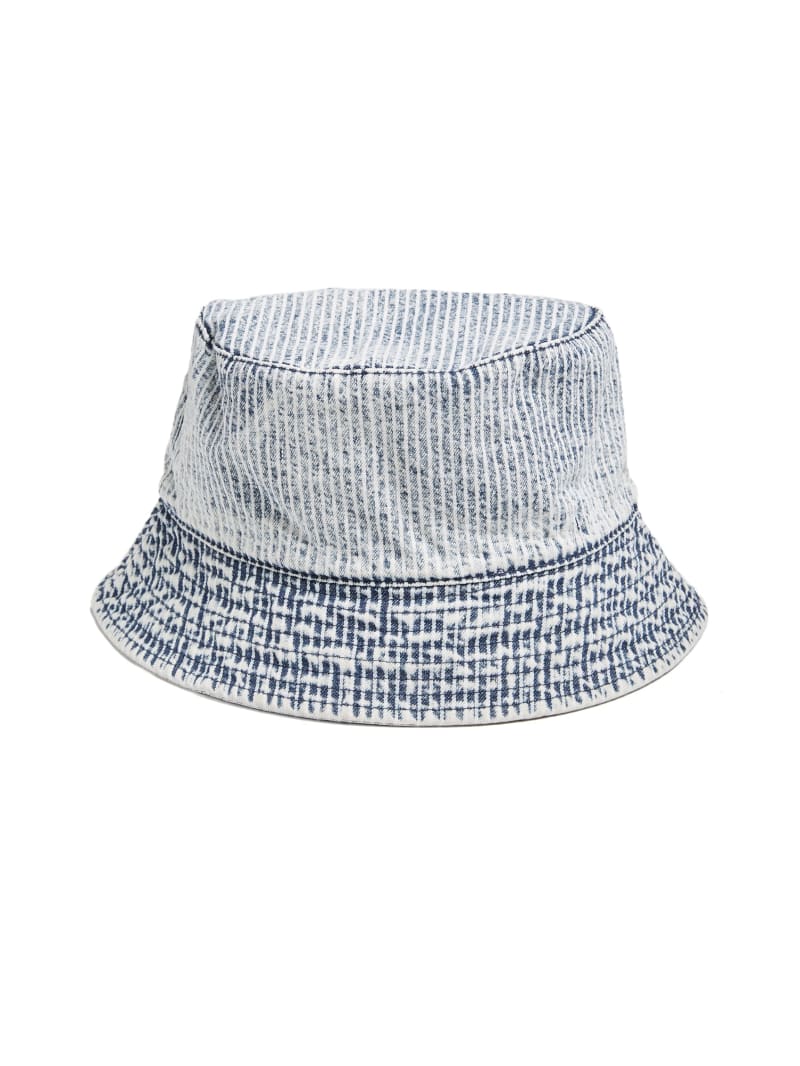 Guess GUESS Originals Hickory Striped Bucket Hat - Indigo Yarn Dye Guess GUESS Originals Hickory Striped Bucket Hat - Indigo Yarn Dye