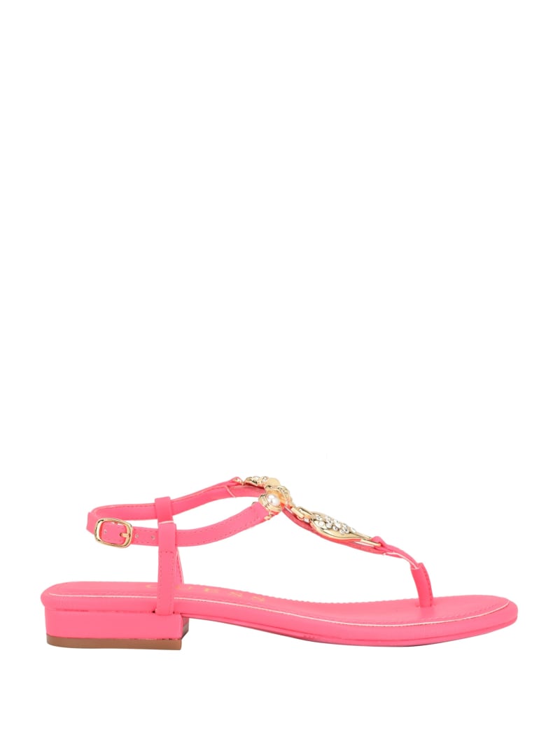 Guess Jiarella T-Strap Signature Sandal - Medium Pink Guess Jiarella T-Strap Signature Sandal - Medium Pink