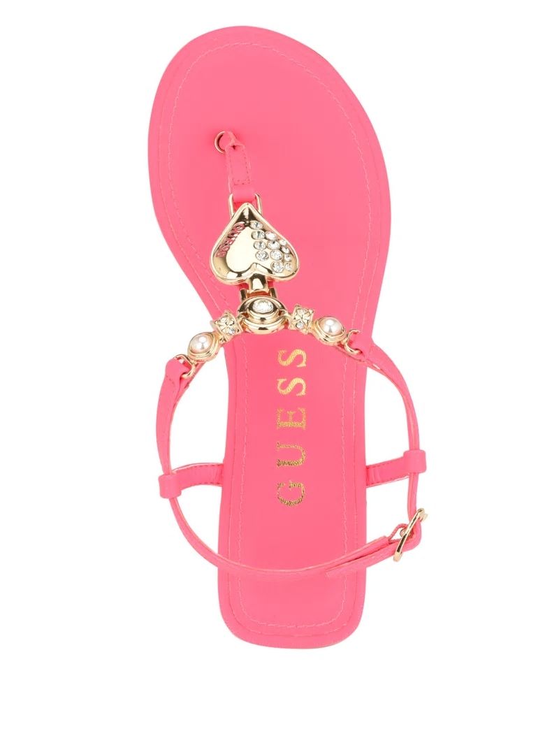 Guess Jiarella T-Strap Signature Sandal - Medium Pink Guess Jiarella T-Strap Signature Sandal - Medium Pink