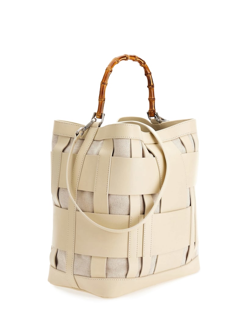 Guess Aida Woven Leather Hobo Bag - Off Guess Aida Woven Leather Hobo Bag - Off