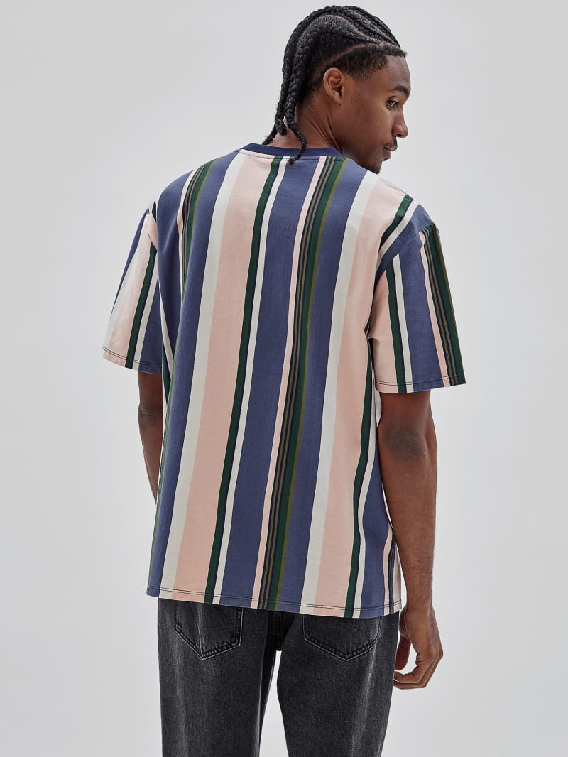 Guess GUESS Originals Eco Stiped Logo Tee - Sandy Shore Multi Guess GUESS Originals Eco Stiped Logo Tee - Sandy Shore Multi