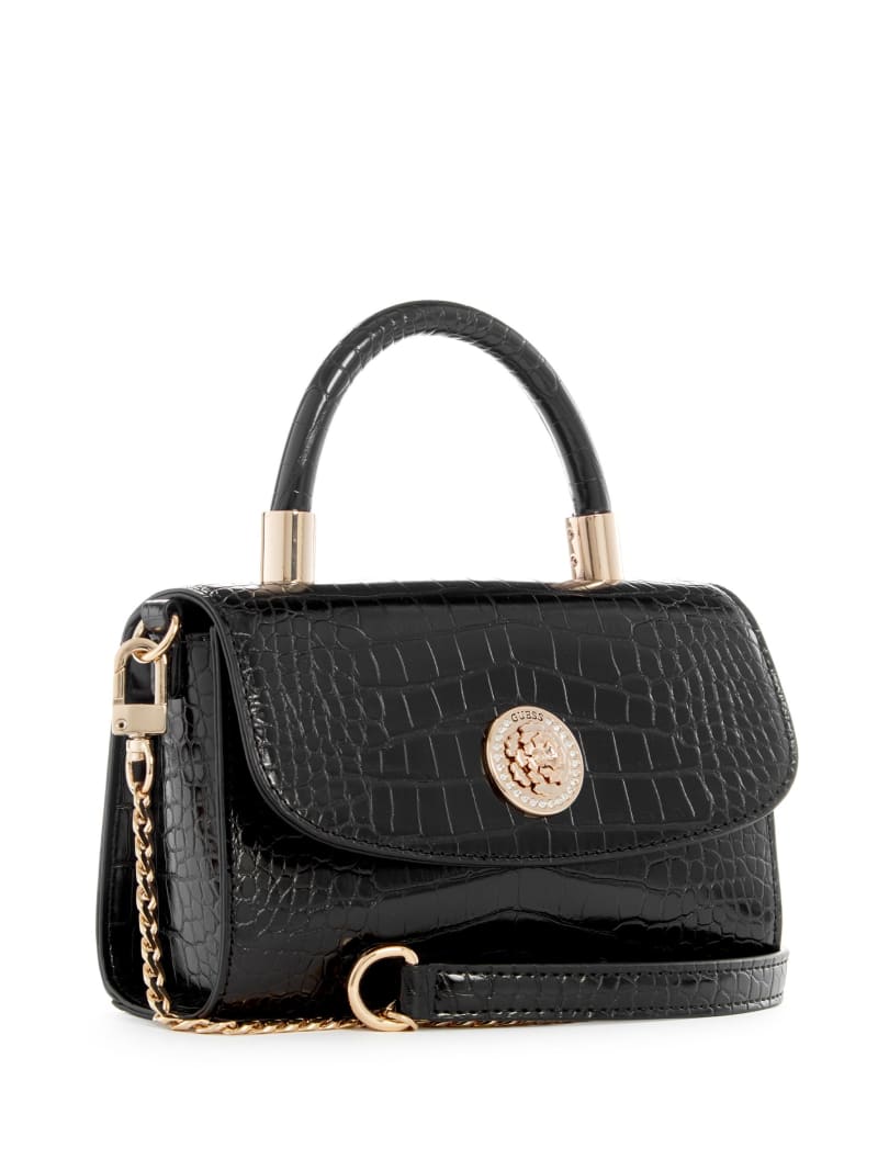 Guess Golden Rock Top-Handle Bag - Black Floral Print Guess Golden Rock Top-Handle Bag - Black Floral Print