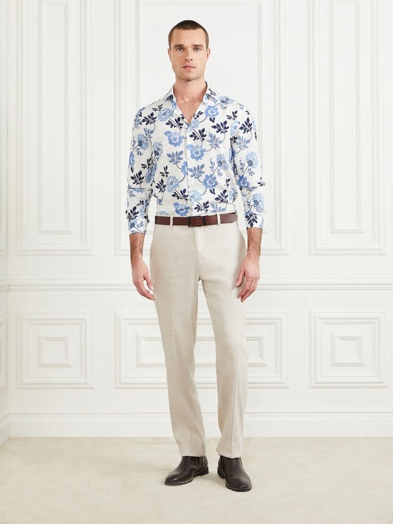 Guess Eco Benny Paul Shirt - Blue Macro Flower Print Guess Eco Benny Paul Shirt - Blue Macro Flower Print
