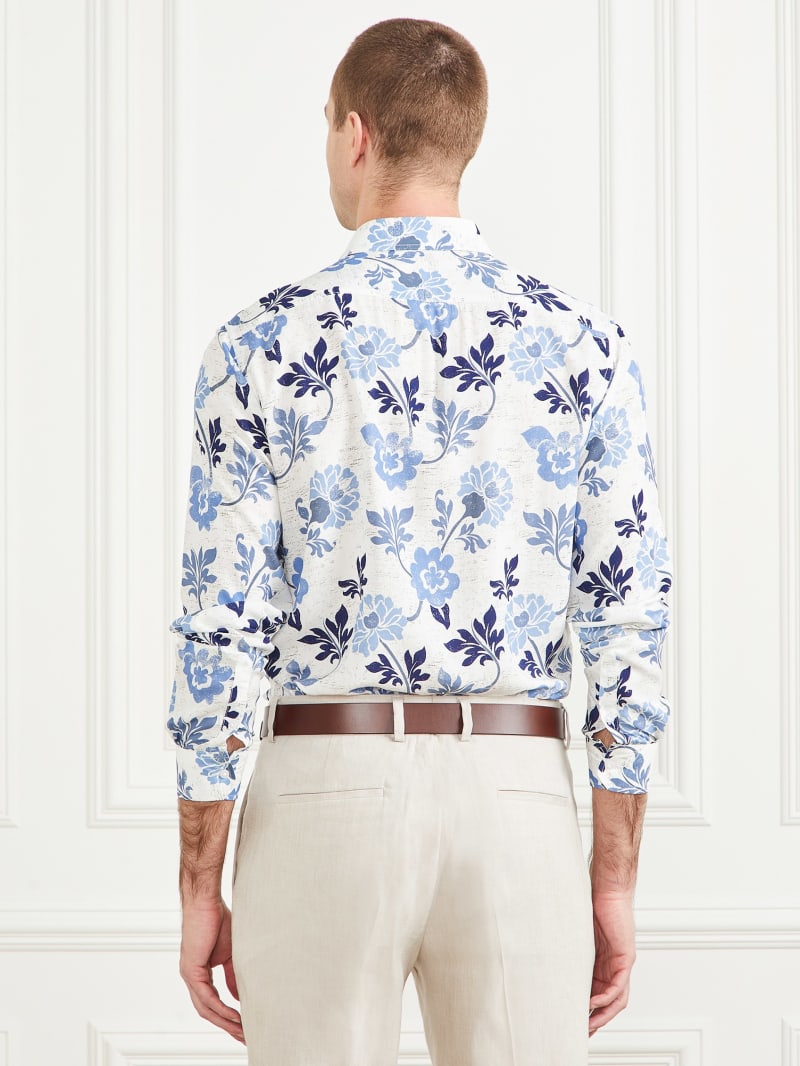 Guess Eco Benny Paul Shirt - Blue Macro Flower Print Guess Eco Benny Paul Shirt - Blue Macro Flower Print