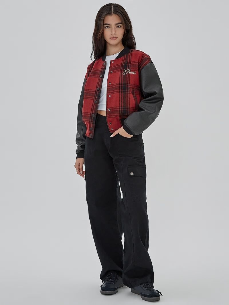 Guess GUESS Originals Plaid Varsity Jacket - Jet Black Multi Guess GUESS Originals Plaid Varsity Jacket - Jet Black Multi