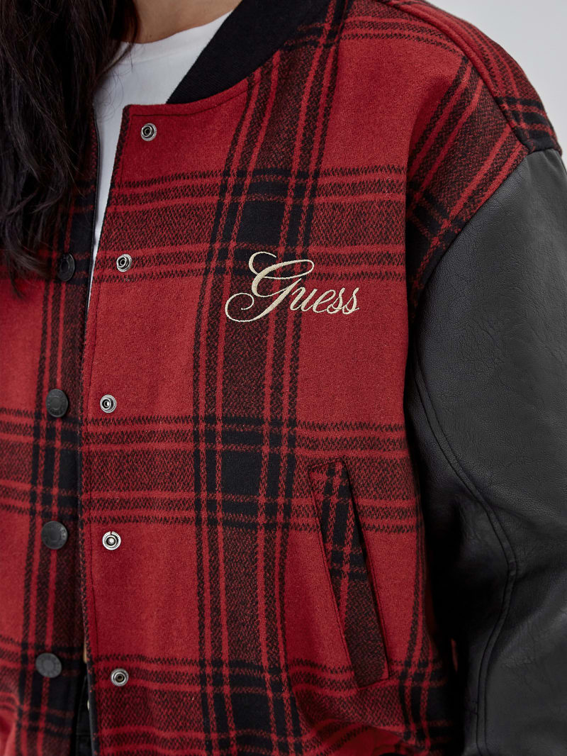 Guess GUESS Originals Plaid Varsity Jacket - Jet Black Multi Guess GUESS Originals Plaid Varsity Jacket - Jet Black Multi
