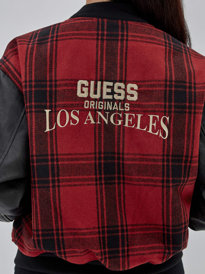 Guess GUESS Originals Plaid Varsity Jacket - Jet Black Multi Guess GUESS Originals Plaid Varsity Jacket - Jet Black Multi