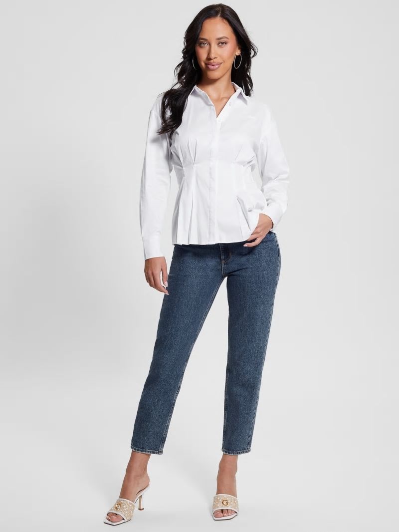 Guess Agata Corset Long-Sleeve Shirt - Pure White Guess Agata Corset Long-Sleeve Shirt - Pure White