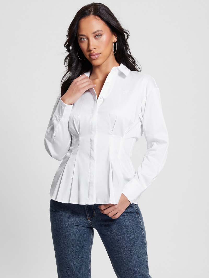 Guess Agata Corset Long-Sleeve Shirt - Pure White Guess Agata Corset Long-Sleeve Shirt - Pure White