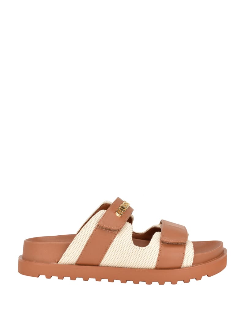 Guess Fabulon Quattro G Two-Strap Slides - Medium Brown Guess Fabulon Quattro G Two-Strap Slides - Medium Brown