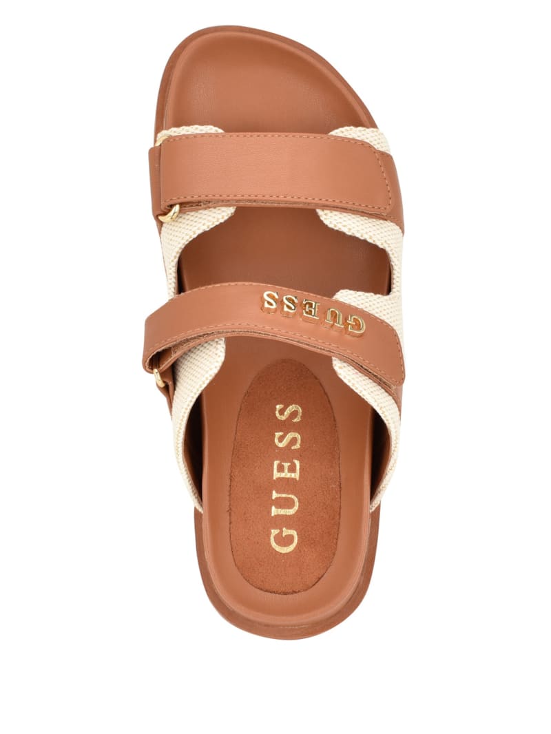 Guess Fabulon Quattro G Two-Strap Slides - Medium Brown Guess Fabulon Quattro G Two-Strap Slides - Medium Brown