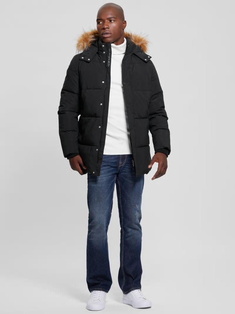 Guess Midlength Puffer Jacket - Black Guess Midlength Puffer Jacket - Black