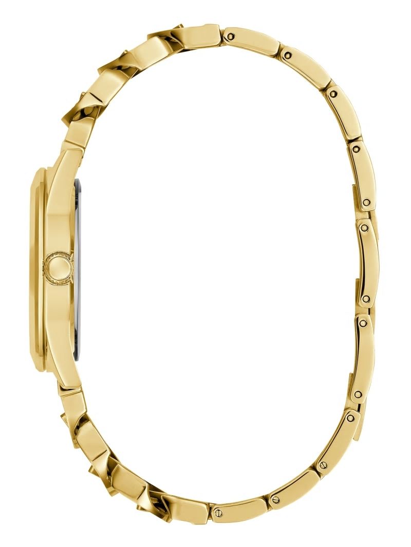 Guess Gold-Tone Crystal Curb Chain Analog Watch - Gold Guess Gold-Tone Crystal Curb Chain Analog Watch - Gold