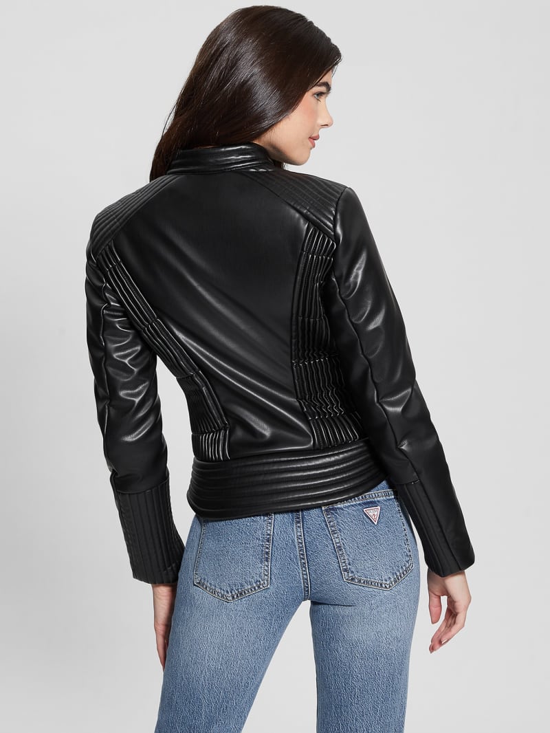 Guess Lea Faux-Leather Corset Jacket - Black Guess Lea Faux-Leather Corset Jacket - Black