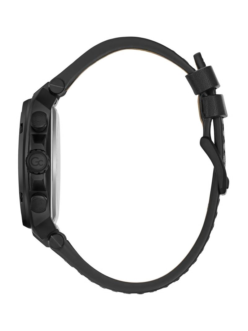 Guess Gc Black Leather Chronograph Watch - 001 Black Guess Gc Black Leather Chronograph Watch - 001 Black