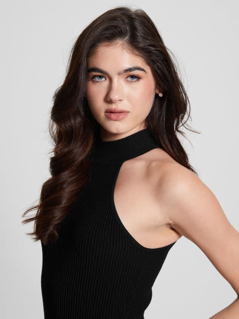 Guess Eco Shayna Mock Neck Top - Black Guess Eco Shayna Mock Neck Top - Black