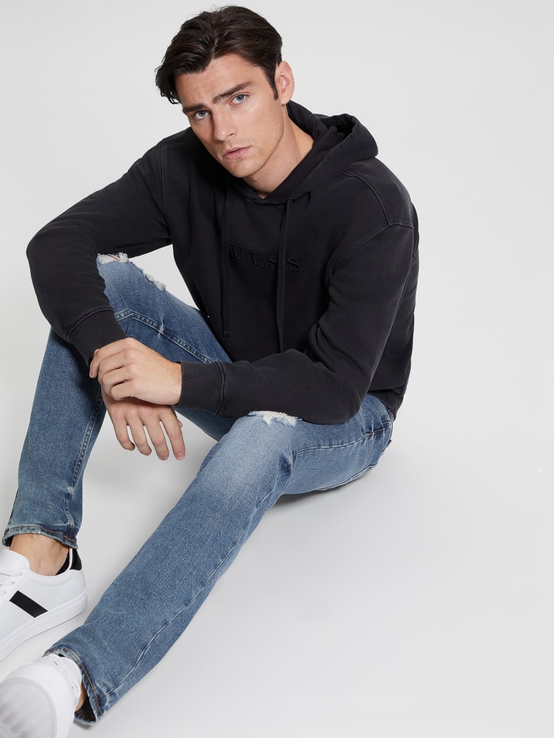 Guess Finch Terry Logo Hoodie - Jet Black Multi Guess Finch Terry Logo Hoodie - Jet Black Multi