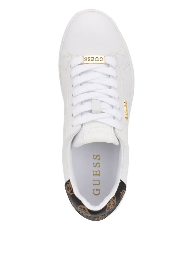 Guess Renzy Debossed Logo Low-Top Sneakers - White Graffiti Guess Renzy Debossed Logo Low-Top Sneakers - White Graffiti