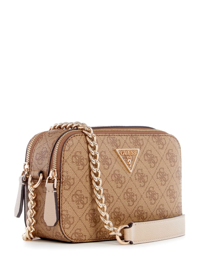 Guess Noelle Quatto G Camera Crossbody - Latte Logo Guess Noelle Quatto G Camera Crossbody - Latte Logo