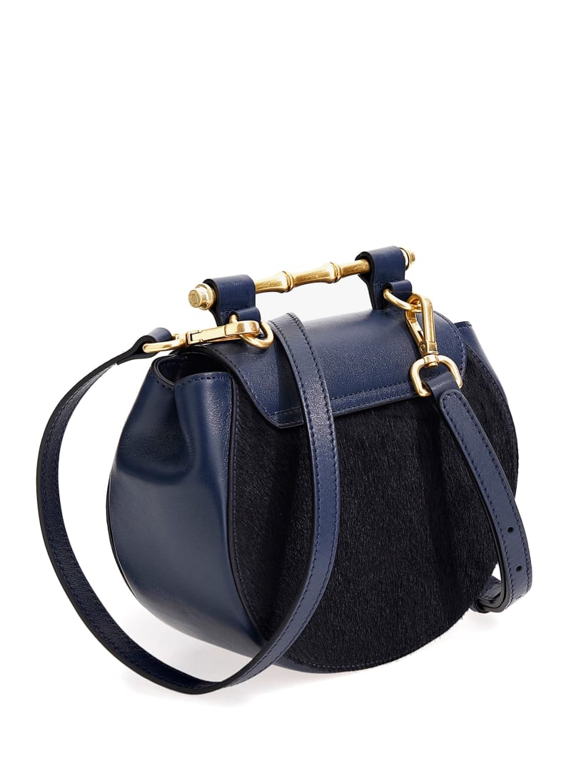 Guess Alia Small Rounded Leather Crossbody - Dark Blue Guess Alia Small Rounded Leather Crossbody - Dark Blue