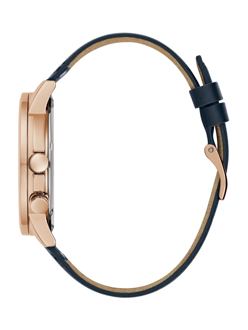 Guess Rose Gold-Tone and Navy Leather Multifunction Watch - Rainbow Guess Rose Gold-Tone and Navy Leather Multifunction Watch - Rainbow