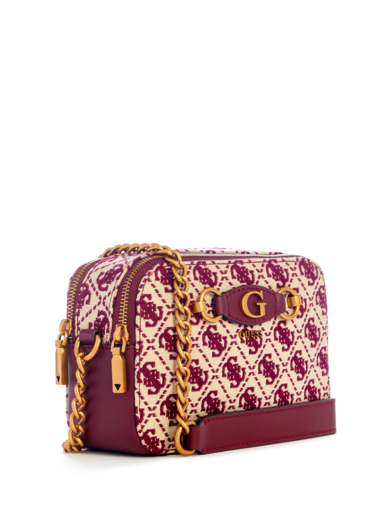 Guess Izzy Jacquard Logo Camera Bag - Burgundy Guess Izzy Jacquard Logo Camera Bag - Burgundy