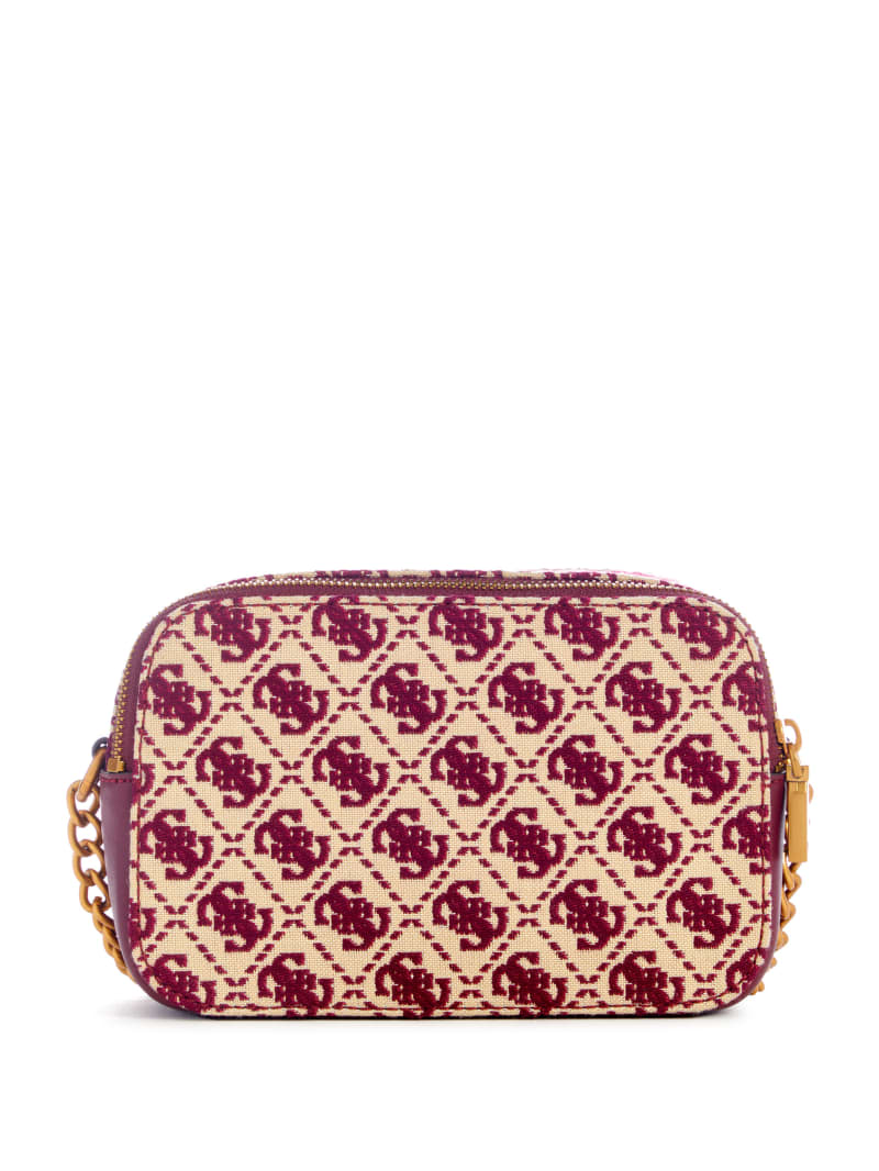 Guess Izzy Jacquard Logo Camera Bag - Burgundy Guess Izzy Jacquard Logo Camera Bag - Burgundy