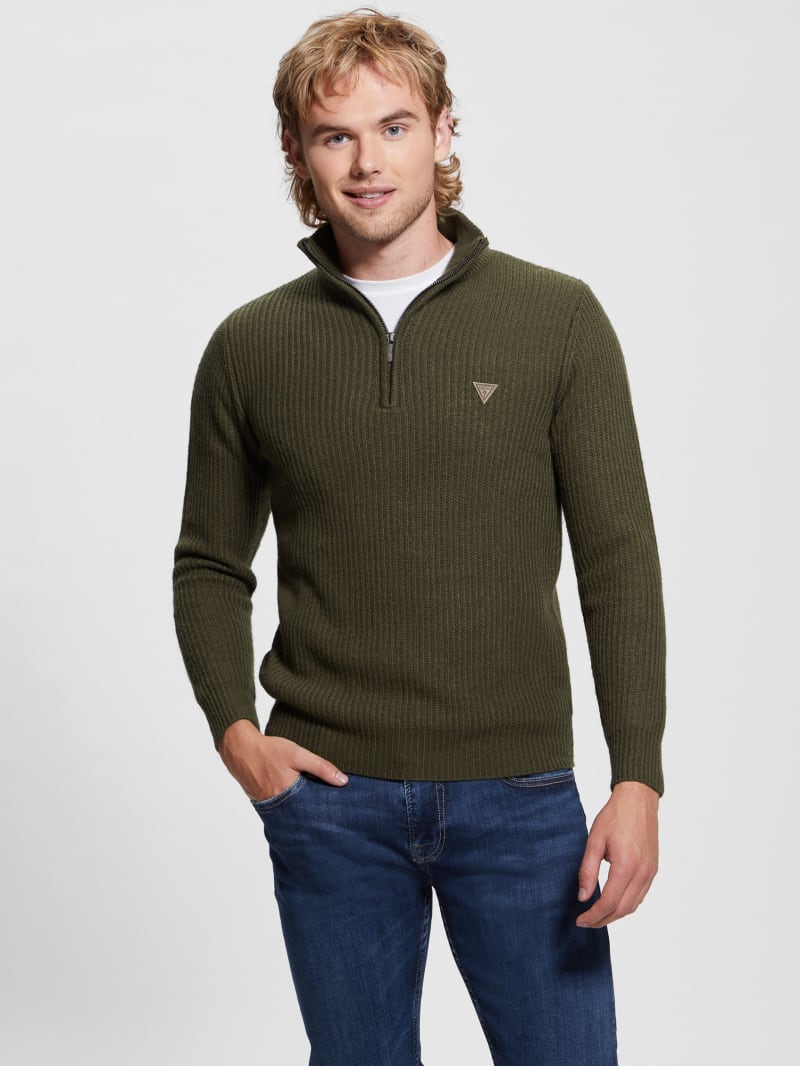 Guess Aric Ribbed Camioner Sweater - Dusty Sage Guess Aric Ribbed Camioner Sweater - Dusty Sage