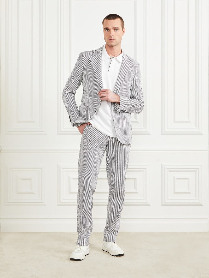 Guess Regular Patch Pocketed Blazer - White/Navy Stripes Guess Regular Patch Pocketed Blazer - White/Navy Stripes