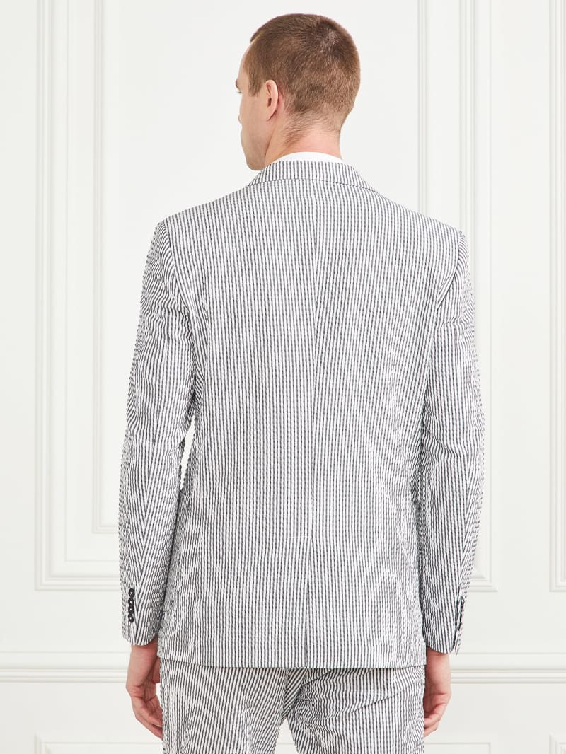 Guess Regular Patch Pocketed Blazer - White/Navy Stripes Guess Regular Patch Pocketed Blazer - White/Navy Stripes