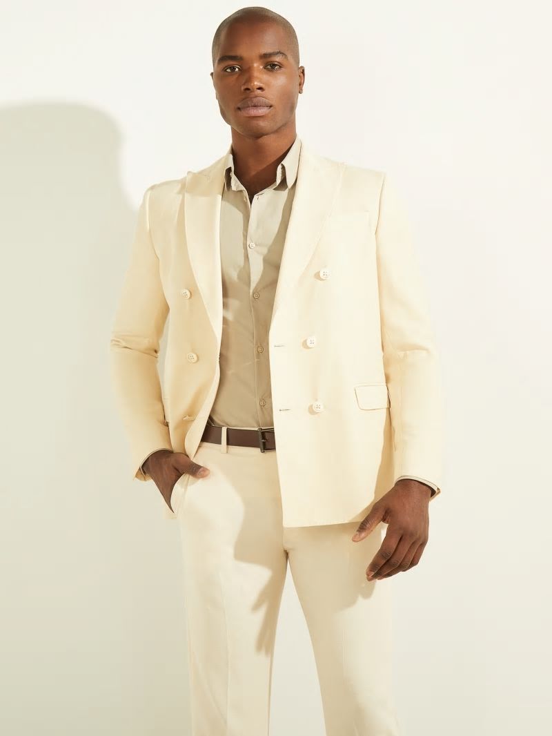 Guess Eco Double Breasted Blazer - Creme Brulee Guess Eco Double Breasted Blazer - Creme Brulee