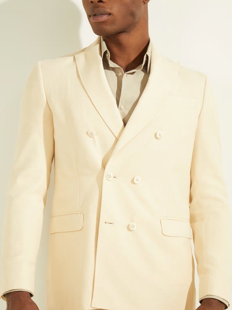 Guess Eco Double Breasted Blazer - Creme Brulee Guess Eco Double Breasted Blazer - Creme Brulee