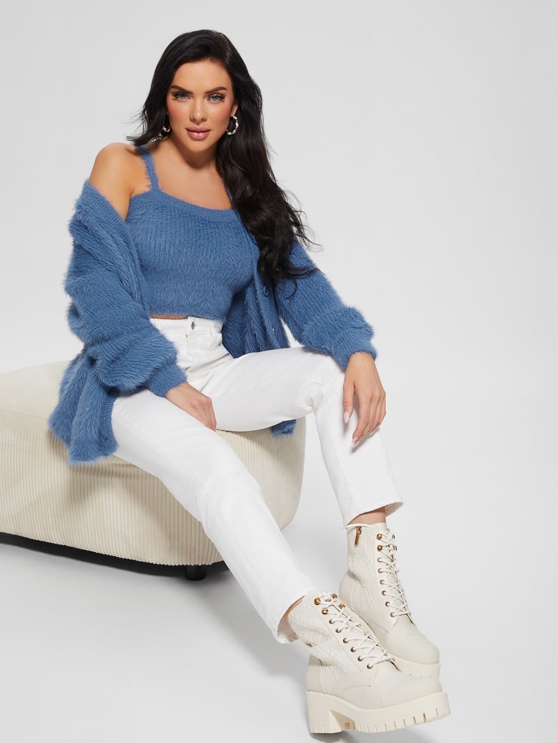 Guess Sahar Fuzzy Cami Sweater Top - Nordic Sea Guess Sahar Fuzzy Cami Sweater Top - Nordic Sea