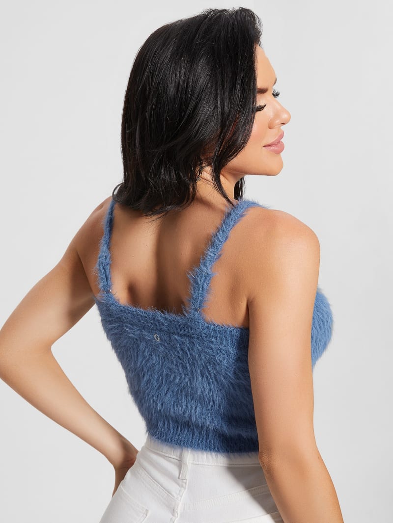 Guess Sahar Fuzzy Cami Sweater Top - Nordic Sea Guess Sahar Fuzzy Cami Sweater Top - Nordic Sea