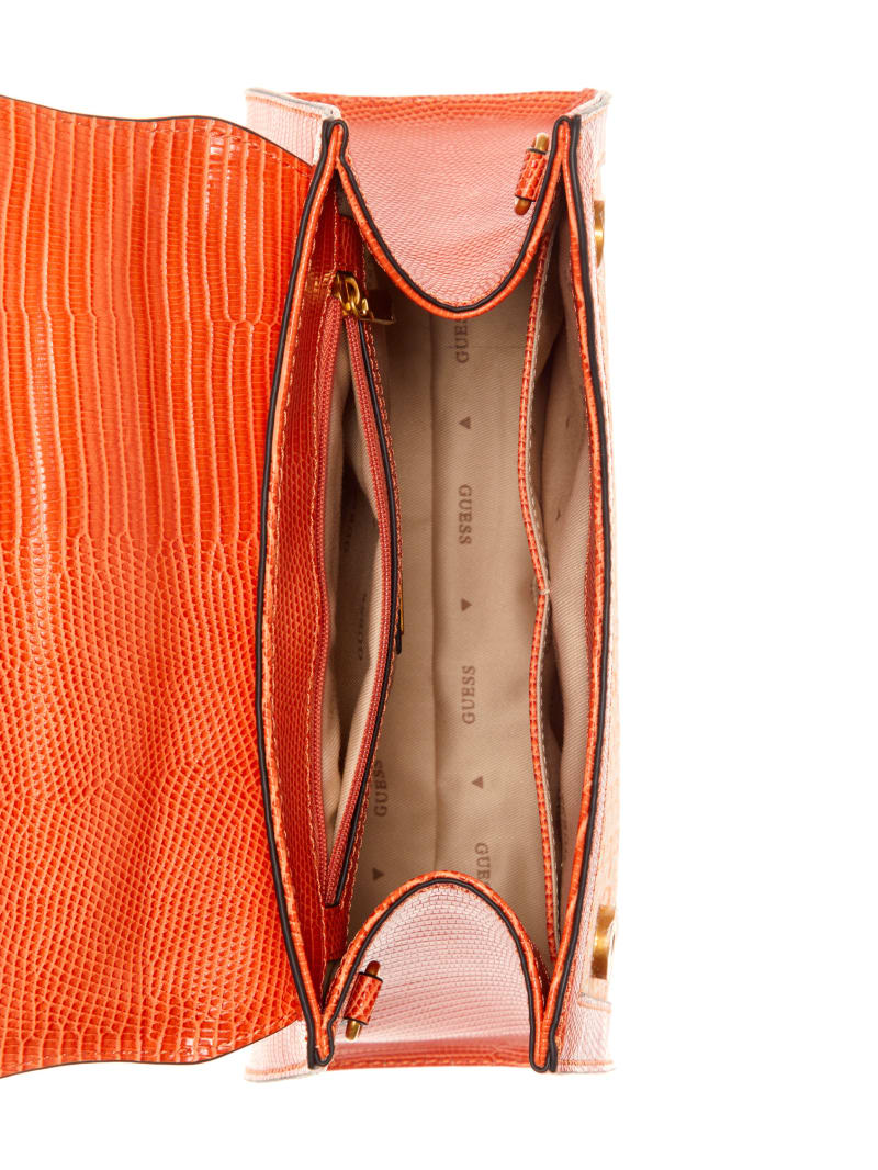 Guess Stephi Bamboo Fold-Over Satchel - Orange Logo Guess Stephi Bamboo Fold-Over Satchel - Orange Logo