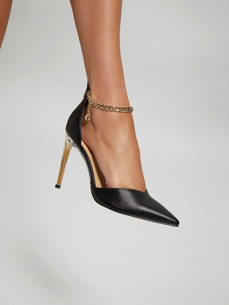 Guess Stefany G-Chain Ankle Strap Pumps - Black 001 Guess Stefany G-Chain Ankle Strap Pumps - Black 001
