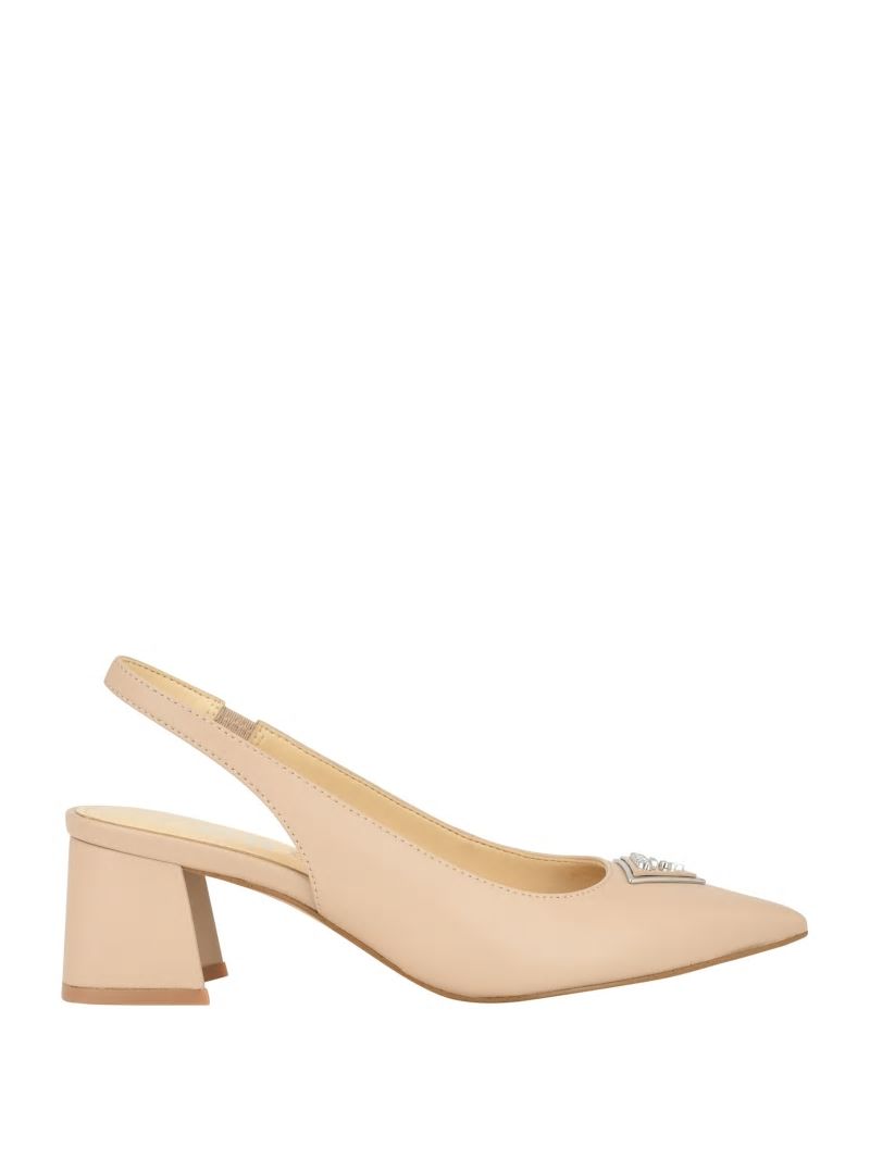 Guess Zanda Slingback Block Heels - Taupe Guess Zanda Slingback Block Heels - Taupe