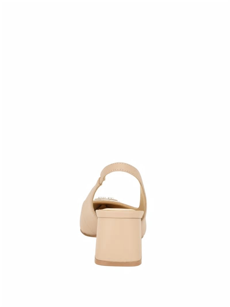 Guess Zanda Slingback Block Heels - Taupe Guess Zanda Slingback Block Heels - Taupe