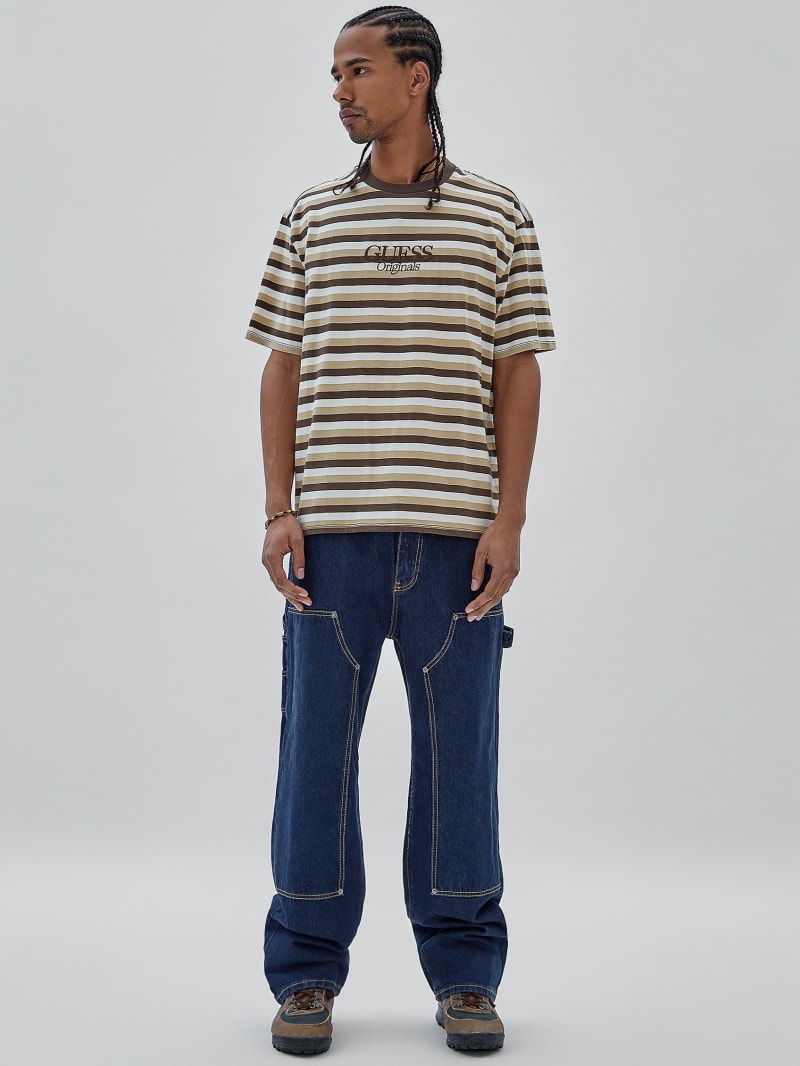 Guess GUESS Originals Eco Striped Tee - Coarse Brown Multi Guess GUESS Originals Eco Striped Tee - Coarse Brown Multi