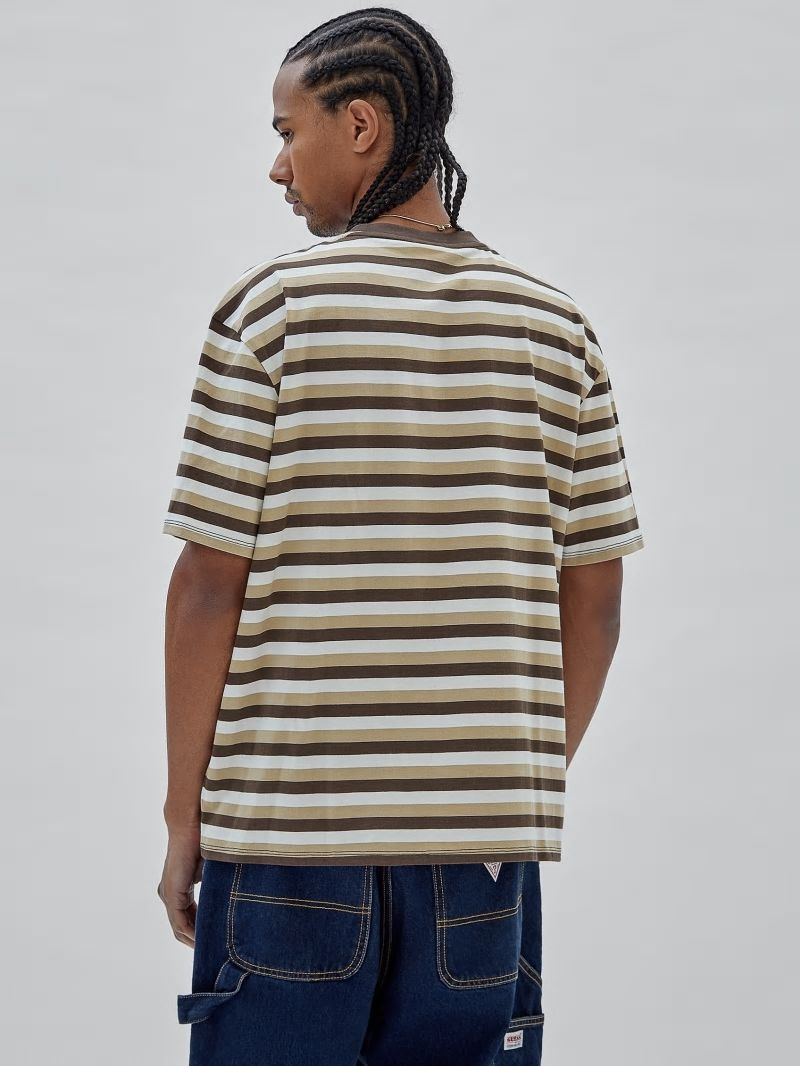 Guess GUESS Originals Eco Striped Tee - Coarse Brown Multi Guess GUESS Originals Eco Striped Tee - Coarse Brown Multi