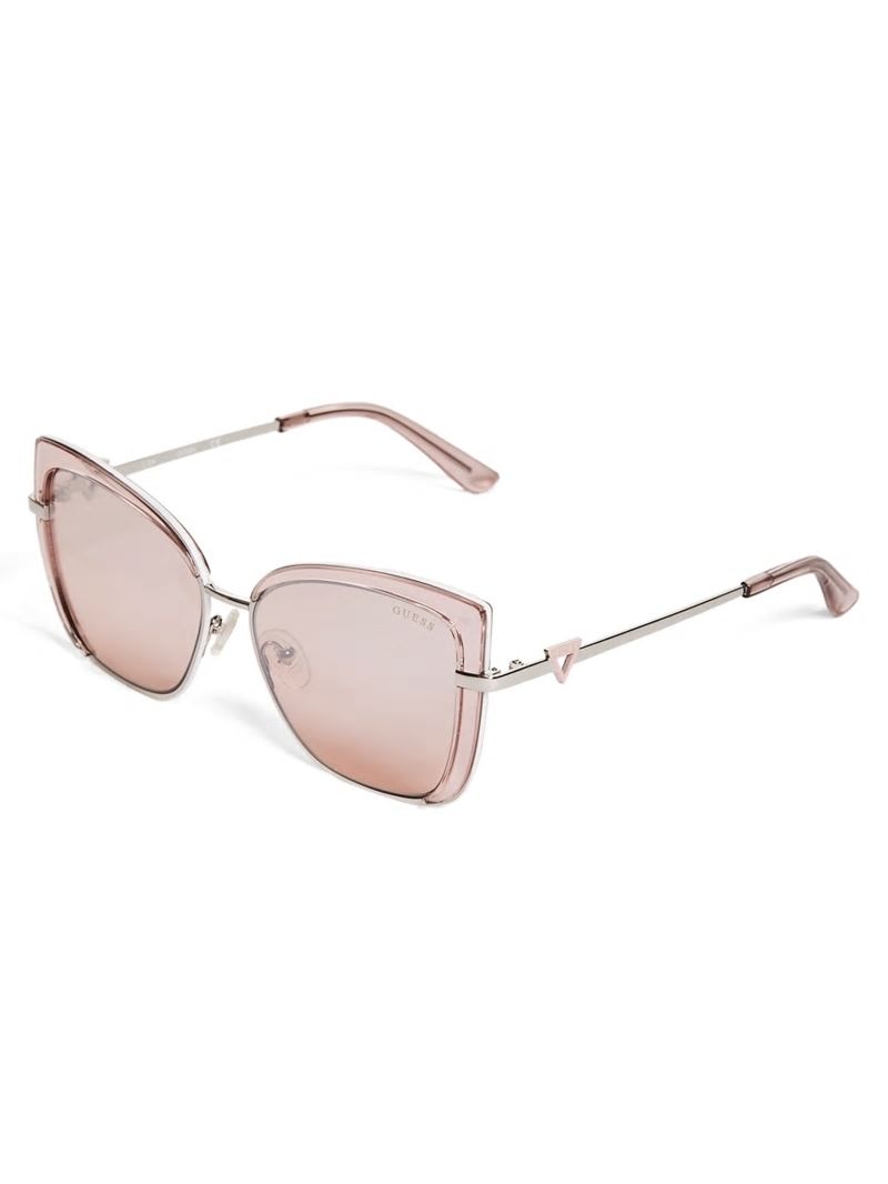 Guess Tinted Cat-Eye Sunglasses - Shiny Pink / Bordeaux Mir Guess Tinted Cat-Eye Sunglasses - Shiny Pink / Bordeaux Mir
