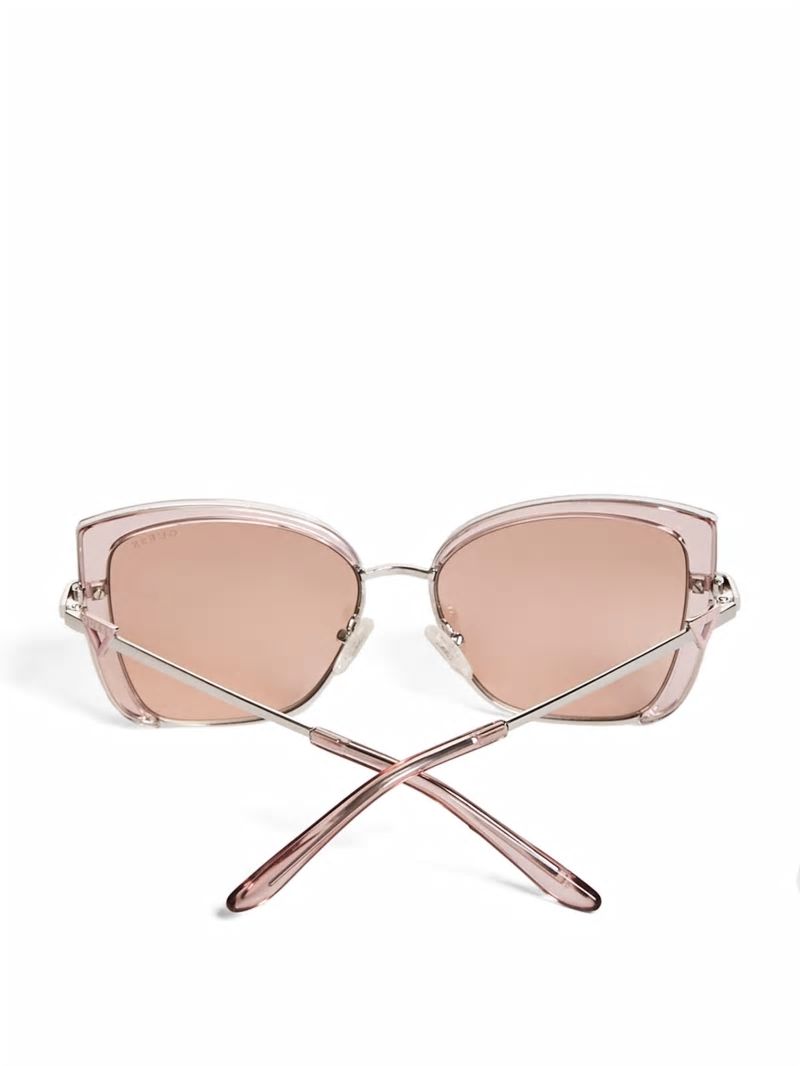 Guess Tinted Cat-Eye Sunglasses - Shiny Pink / Bordeaux Mir Guess Tinted Cat-Eye Sunglasses - Shiny Pink / Bordeaux Mir