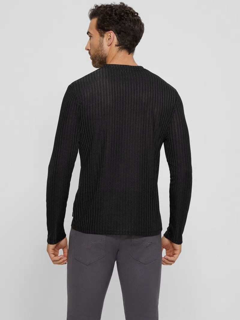 Guess Warehouse V-Neck Knit Tee - Black Guess Warehouse V-Neck Knit Tee - Black