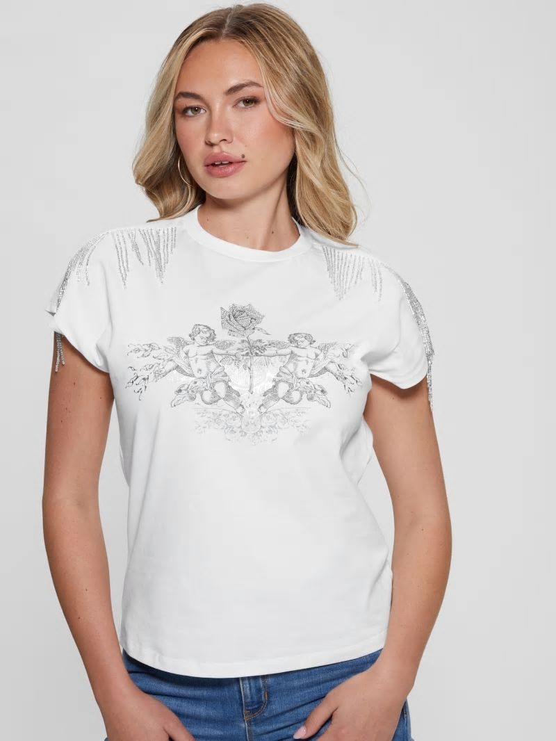 Guess Royal Fringe Top - Pure White Guess Royal Fringe Top - Pure White