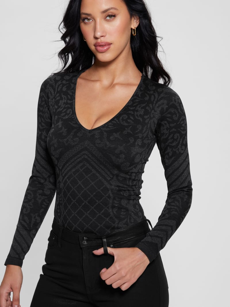 Guess Gemma Seamless Bodysuit - Jet Black Multi Guess Gemma Seamless Bodysuit - Jet Black Multi