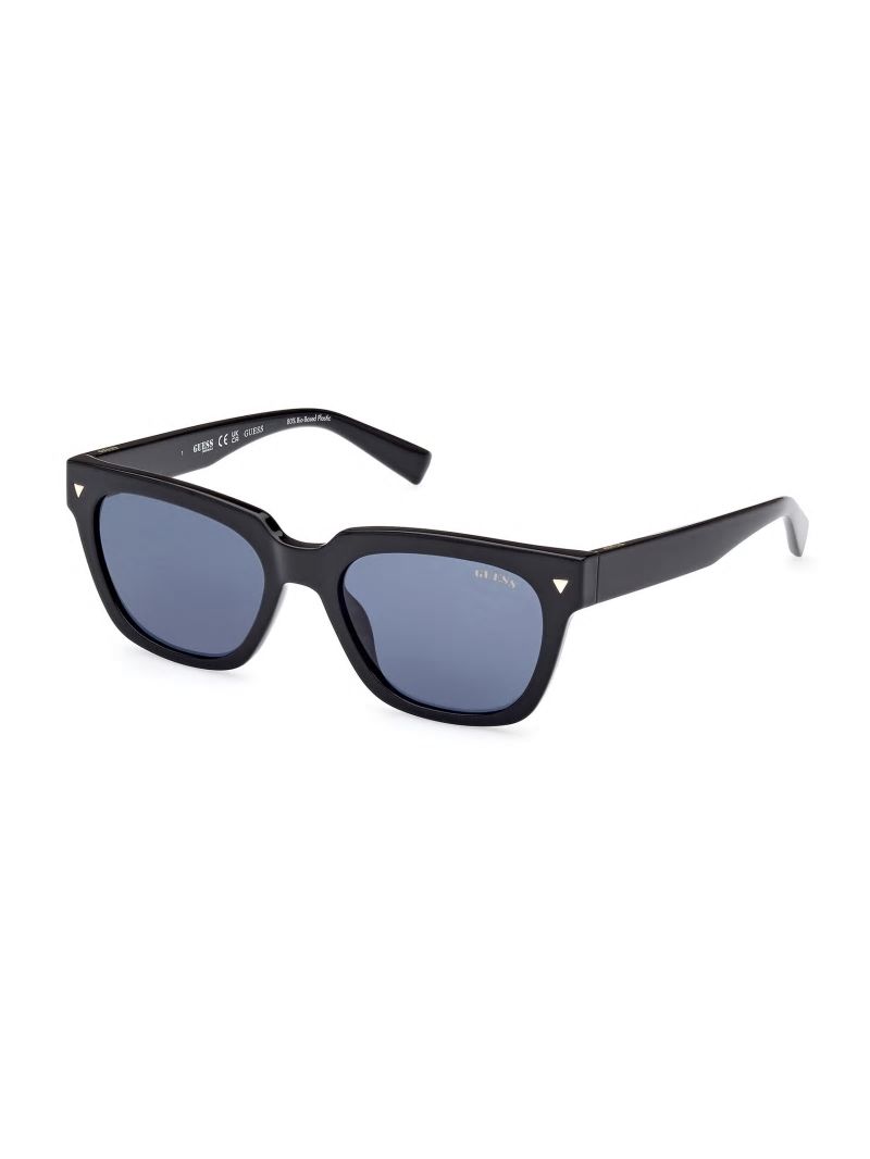 Guess GUESS Originals Square Logo Sunglasses - Shiny Black / Blue Guess GUESS Originals Square Logo Sunglasses - Shiny Black / Blue