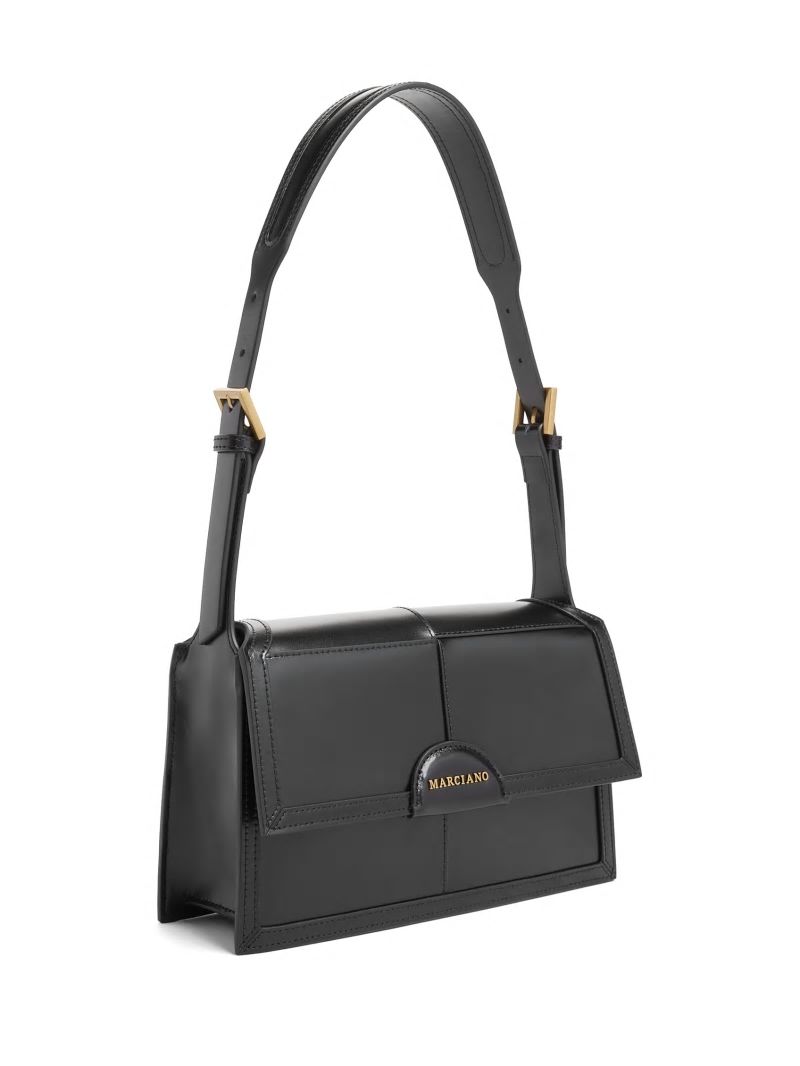 Guess Isa Convertible Leather Bag - Black